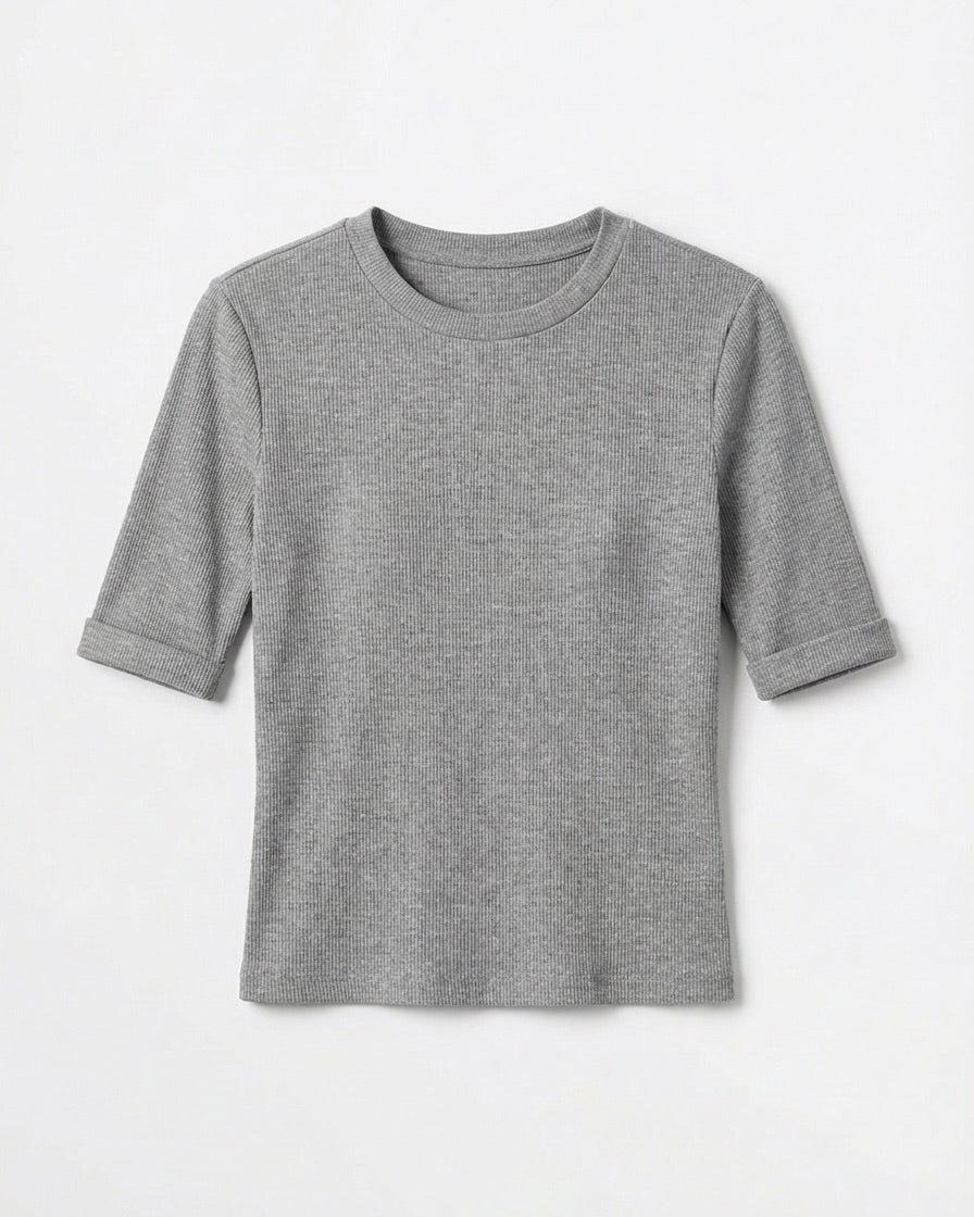 TINE 3/4 SLEEVE T-SHIRT - LT GREY