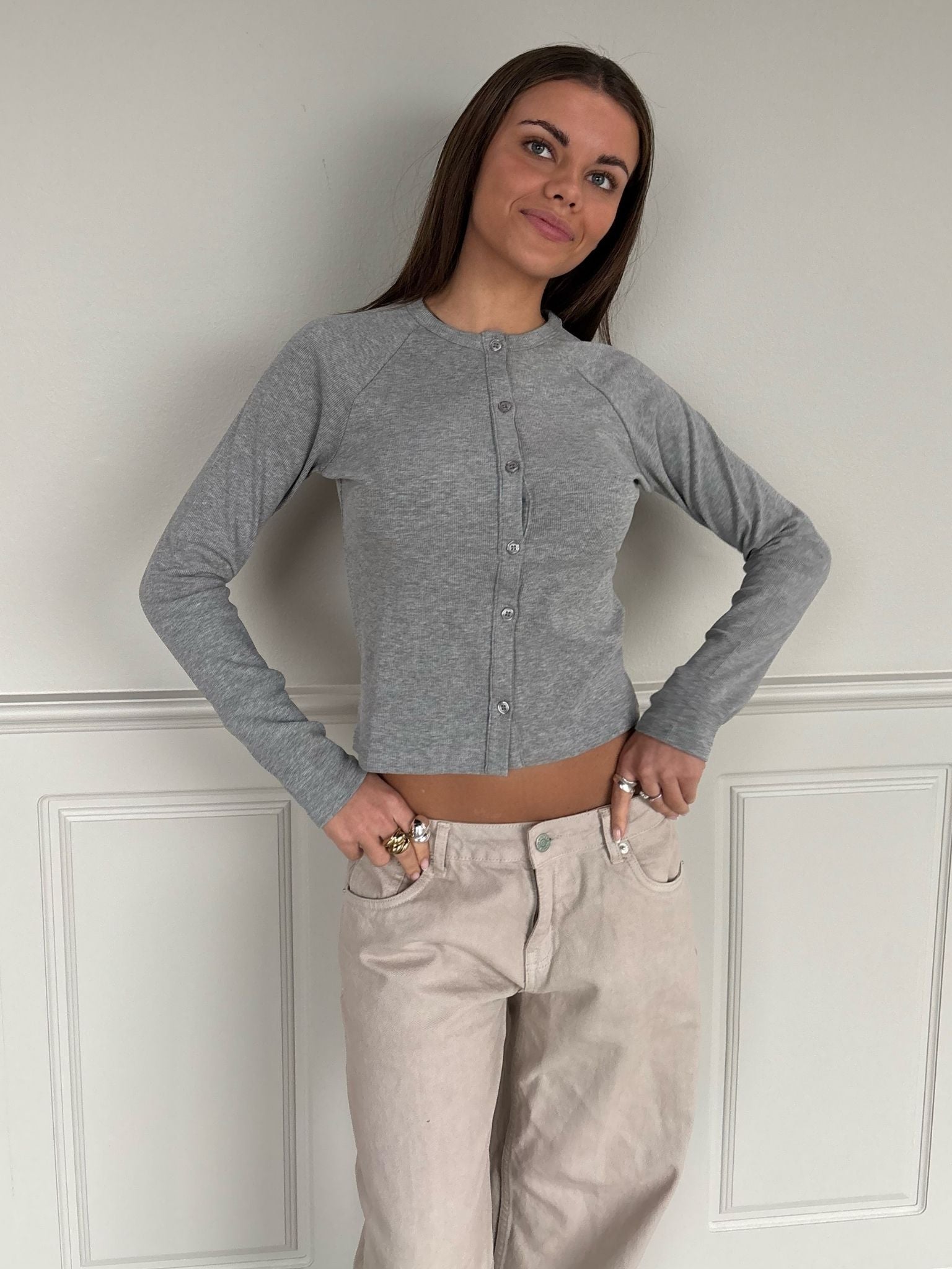 VEGA CARDIGAN - LIGHT GREY - Dinvintageshop