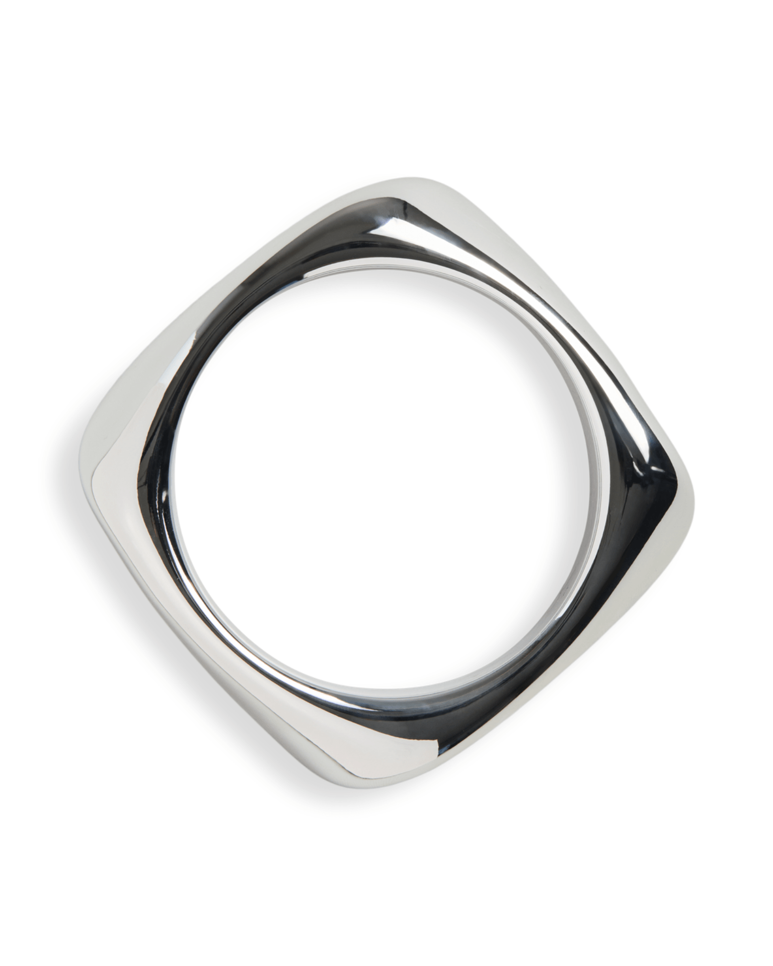 Sølvfarvet Olena armbånd i epoxy med firkantet, organisk form fra PIECES.