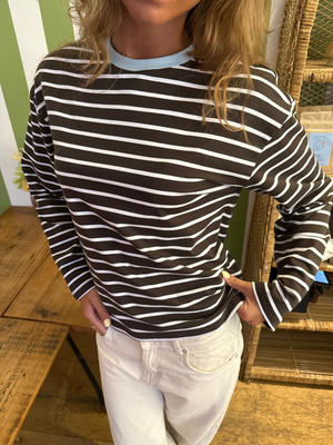 MYNTE STRIPE TEE - BROWN/WHITE