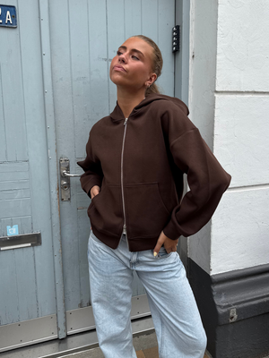 ASH SCUBA ZIP HOODIE - BROWN