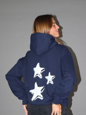 METALIC STARS HOODIE (rygprint) - NAVY