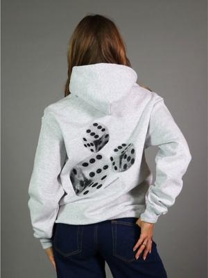 ROLLING DICES HOODIE (rygprint) - GRÅ