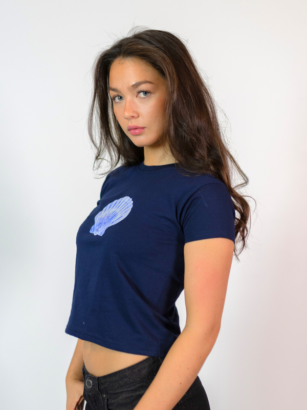 DISCO KUGLE (sort), BABY TEE - HVID – Dinvintageshop