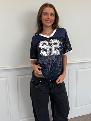 LACEY FOOTBALL TEE - NAVY