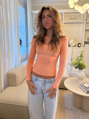THEA LANGÆRMET T-SHIRT -  CORAL