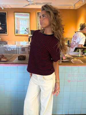 LYKKE STRIPE TEE - NAVY/RED