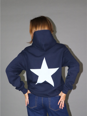 WHITE STAR HOODIE (rygprint) - NAVY