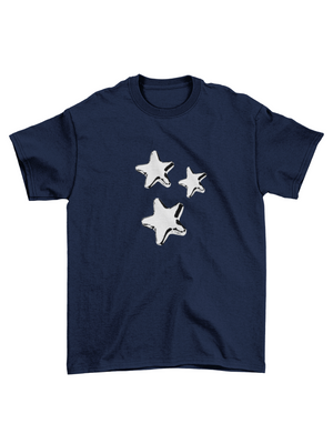 METALLIC STARS BABY TEE - NAVY