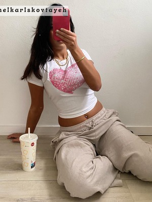 HEART DISCO (PINK) BABY TEE - HVID