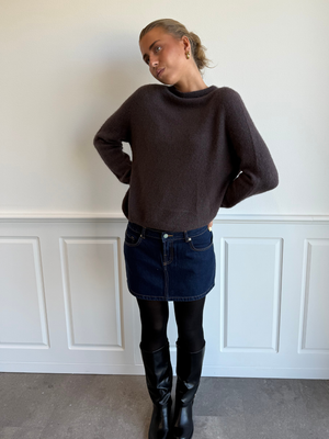 ESTHER DENIM MINI SKIRT - DARK BLUE