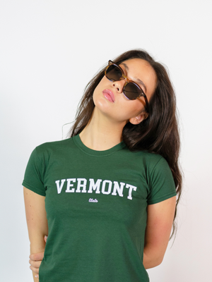 VERMONT (hvid), BABY TEE - MØRK GRØN