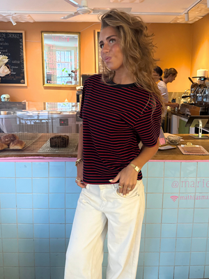 LYKKE STRIPE TEE - NAVY/RED