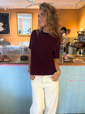 LYKKE STRIPE TEE - NAVY/RED