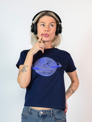 PLANET DISCO (blå), BABY TEE - NAVY