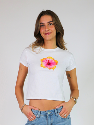 HAWAII (gul) BABY TEE - HVID