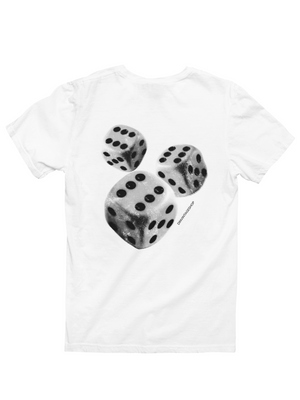 ROLLING DICES (rygprint) T-SHIRT - HVID