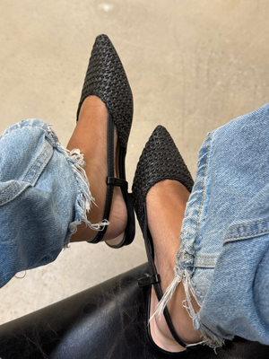 ZENIA FLAT SLINGBACKS SKO - BLACK
