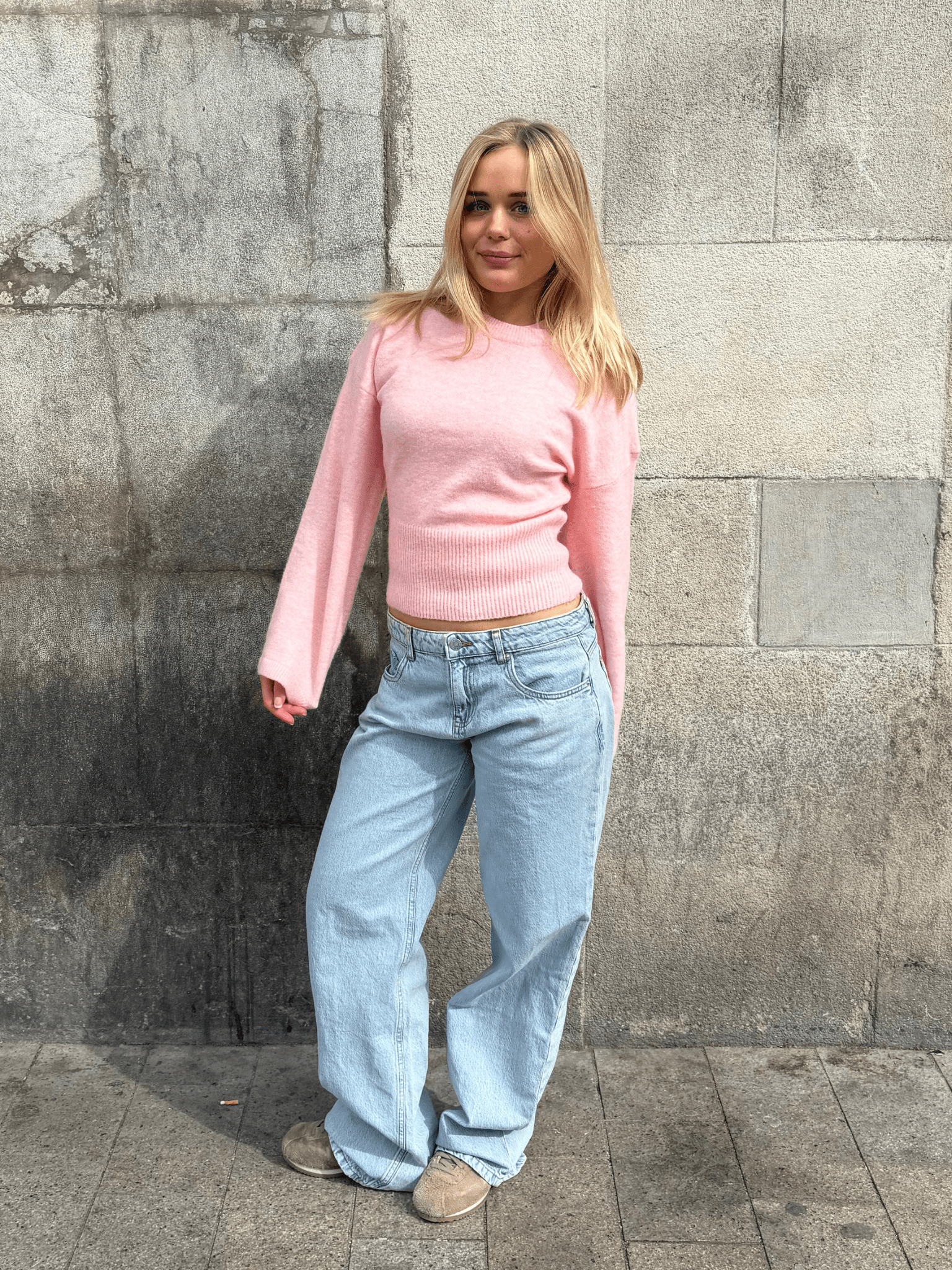 ELLEN ANGEL SLEEVE KNIT  - LT PINK