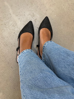 ZENIA FLAT SLINGBACKS SKO - BLACK