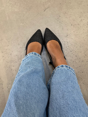 ZENIA FLAT SLINGBACKS SKO - BLACK