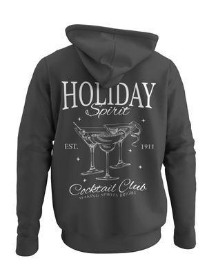 HOLIDAY SPIRITS HOODIE (rygprint) - MØRKEGRÅ