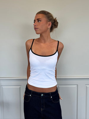 NADIA TANK TOP - WHITE / BLACK
