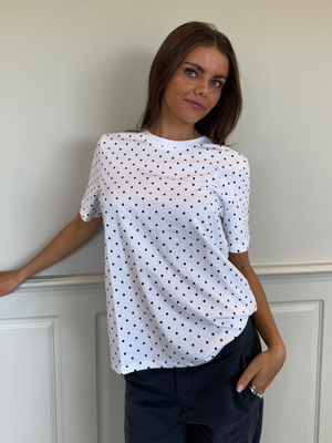 RIA DOT TEE - WHITE/BLACK DOT