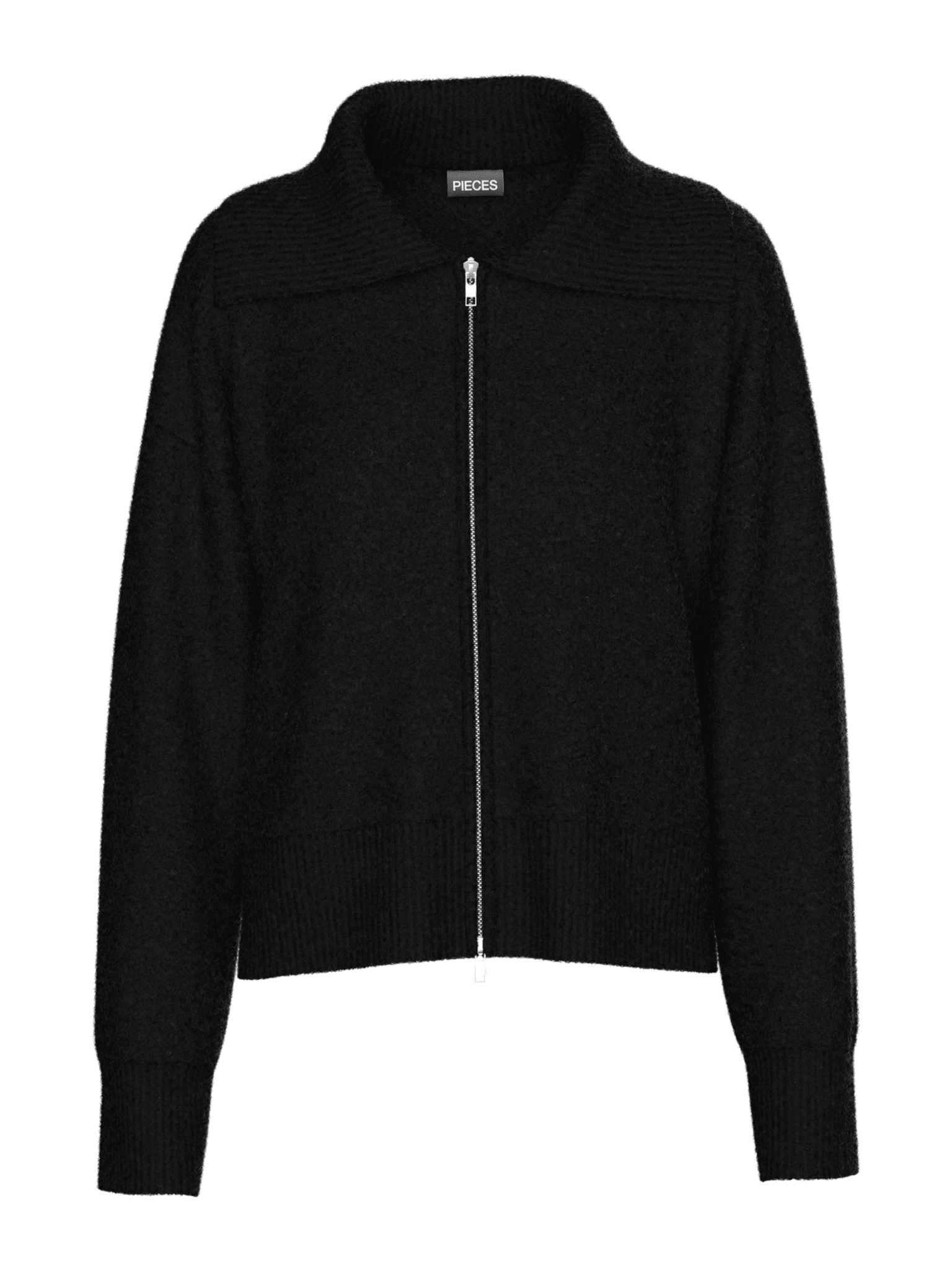 MALOU DOUBLE ZIP KNIT CARDIGAN - BLACK