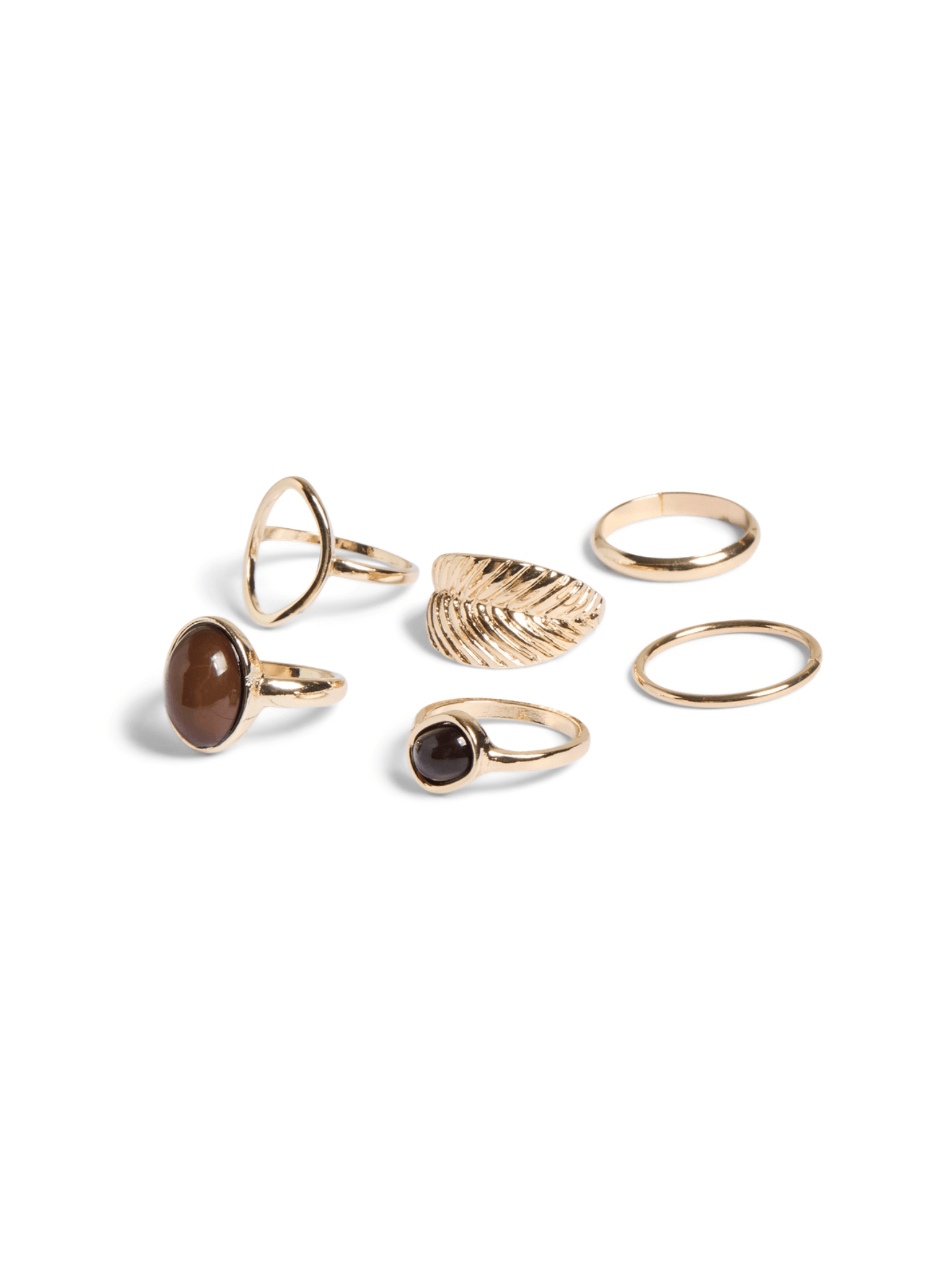 KIKI RING-SET (6er-Pack) - GOLD/BRAUN
