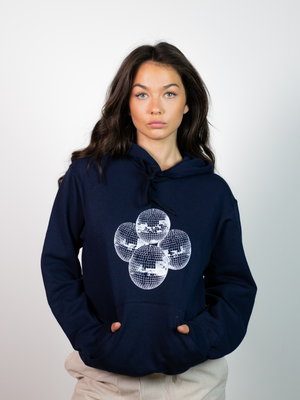 DISCO KUGLE (hvid) HOODIE - NAVY