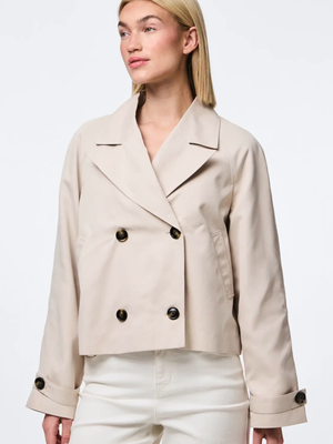 SCARLETT LS SHORT TRENCHCOAT - SILVER GRAY