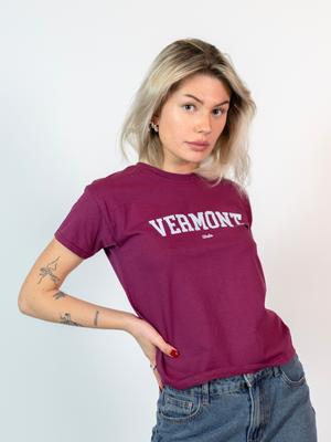 VERMONT (hvid), BABY TEE - BORDEAUX