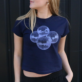 DISCO KUGLE (violet), BABY TEE - NAVY