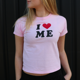 I HEART ME, BABY TEE - LYSERØD