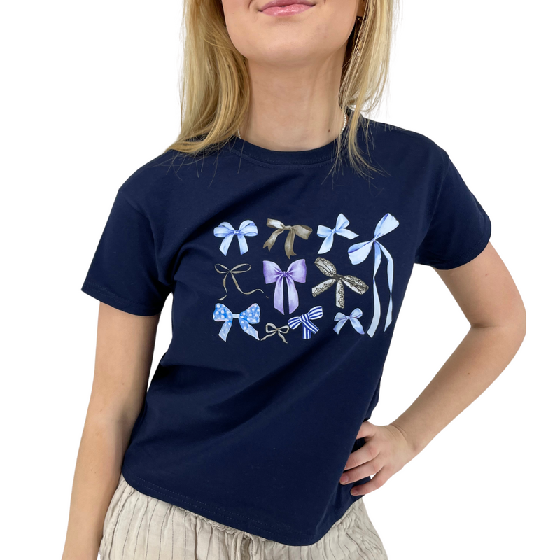 BOW COLLECTION (blå), BABY TEE - NAVY