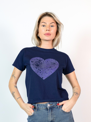 HEART DISCO (BLÅ) BABY TEE - NAVY