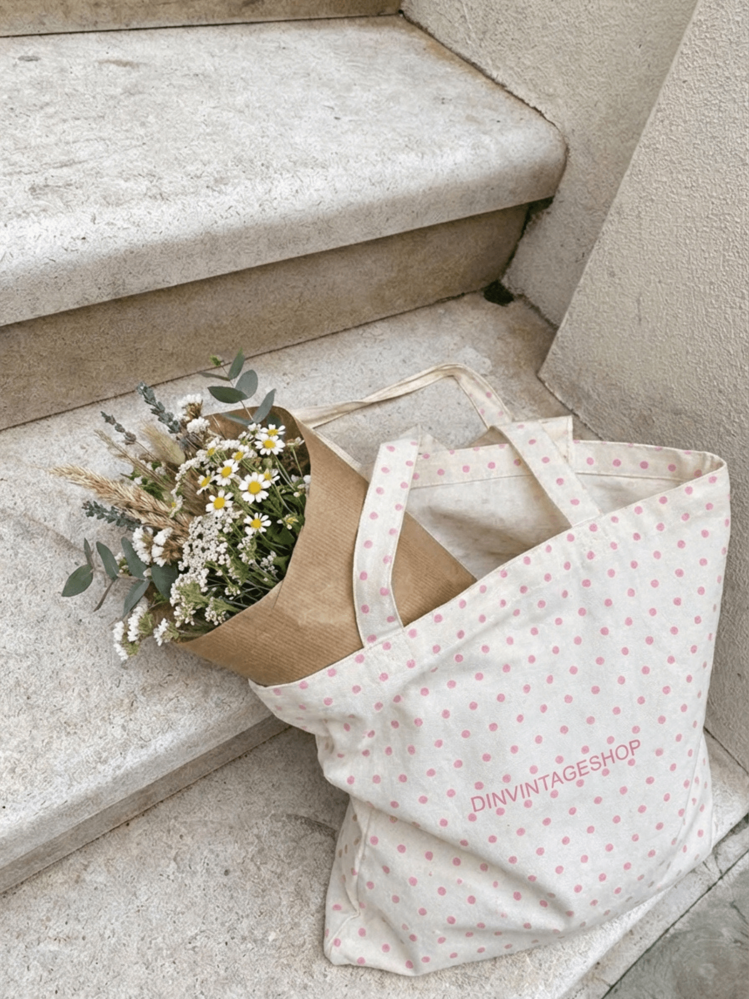 TOTEBAG - PINK DOTS