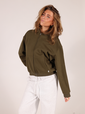 OVERSIZED ZIP HOODIE - ARMY