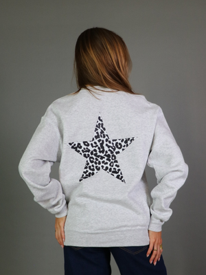 GREY LEOSTAR SWEATSHIRT (rygprint) - GRÅ