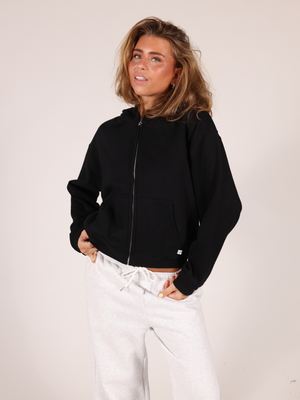 OVERSIZED ZIP HOODIE - BLACK