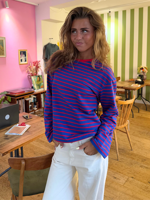 MYNTE STRIPE TEE - ROYAL BLUE/RED