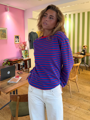 MYNTE STRIPE TEE - ROYAL BLUE/RED