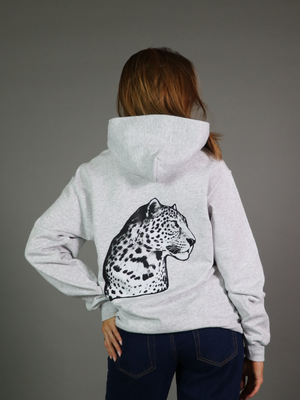 BLACK LEOPARD HOODIE (rygprint) - GRÅ