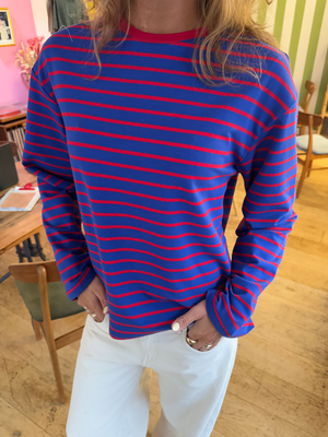 MYNTE STRIPE TEE - ROYAL BLUE/RED