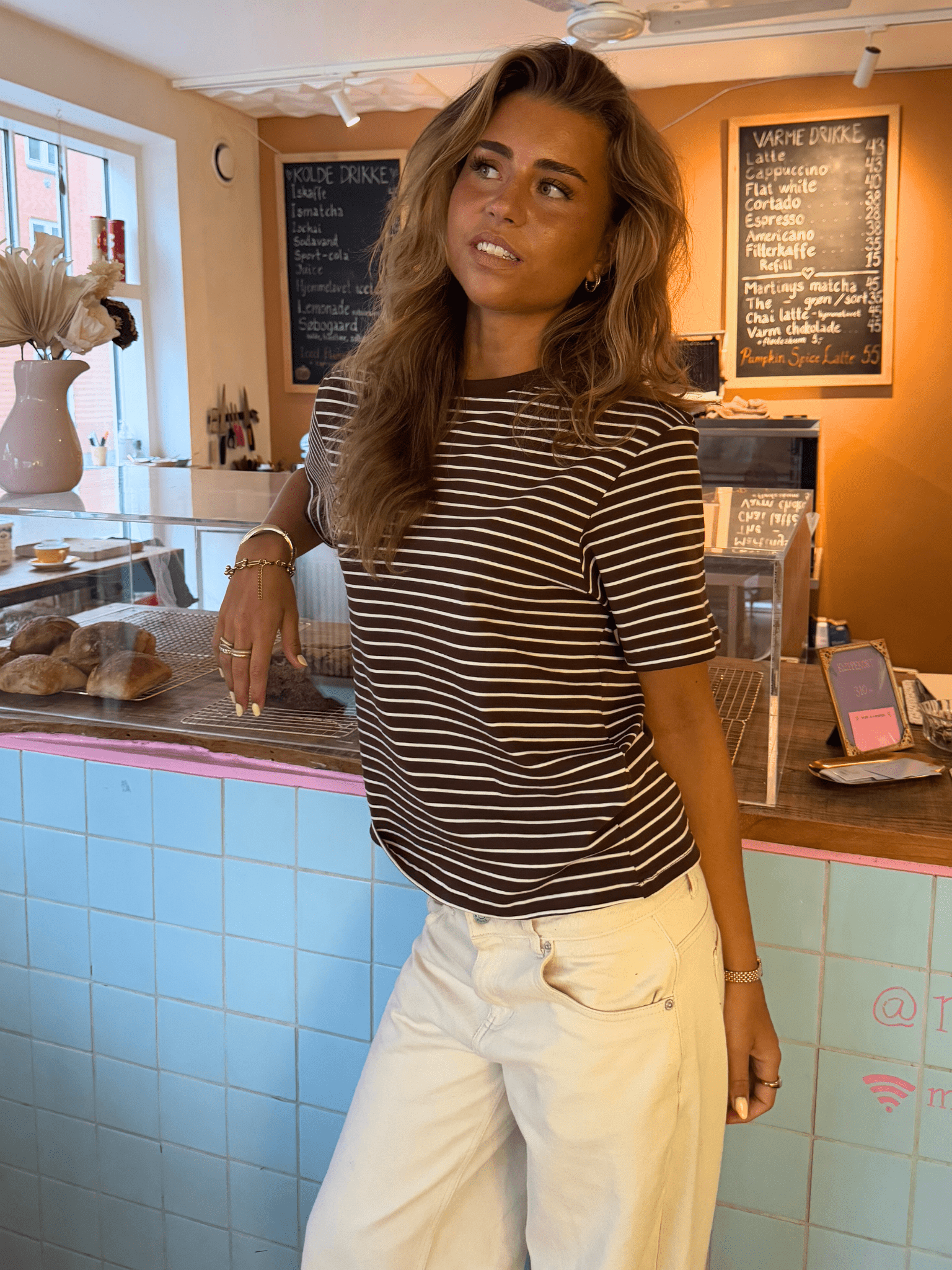 Lucky Stripe T-Shirt - Braun/Weiß
