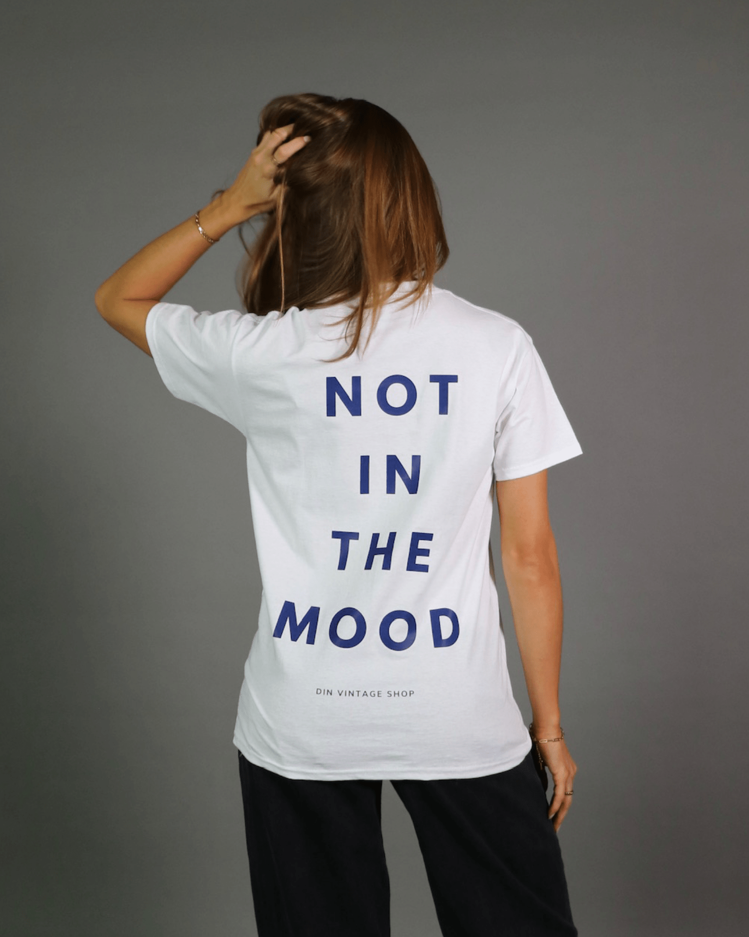 NOT IN THE MOOD T-SHIRT (Rückenaufdruck) - WEISS
