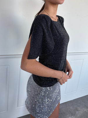 MATHILDE TOP - BLACK/SILVER