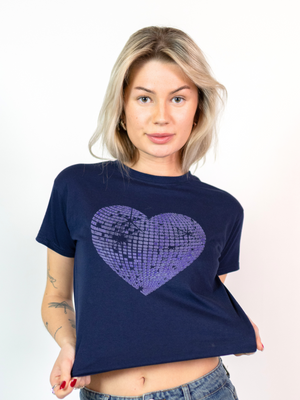 HEART DISCO (BLÅ) BABY TEE - NAVY