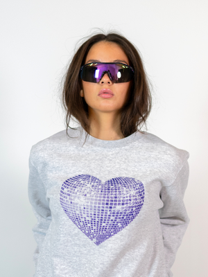 HEART DISCO (BLÅ) SWEATSHIRT  - GRÅ